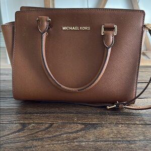 Michael Kors Brown Satchel with Silver Hardware